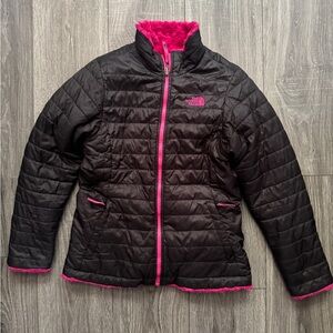 The North Face Black pink Puffer kids Jacket reversible